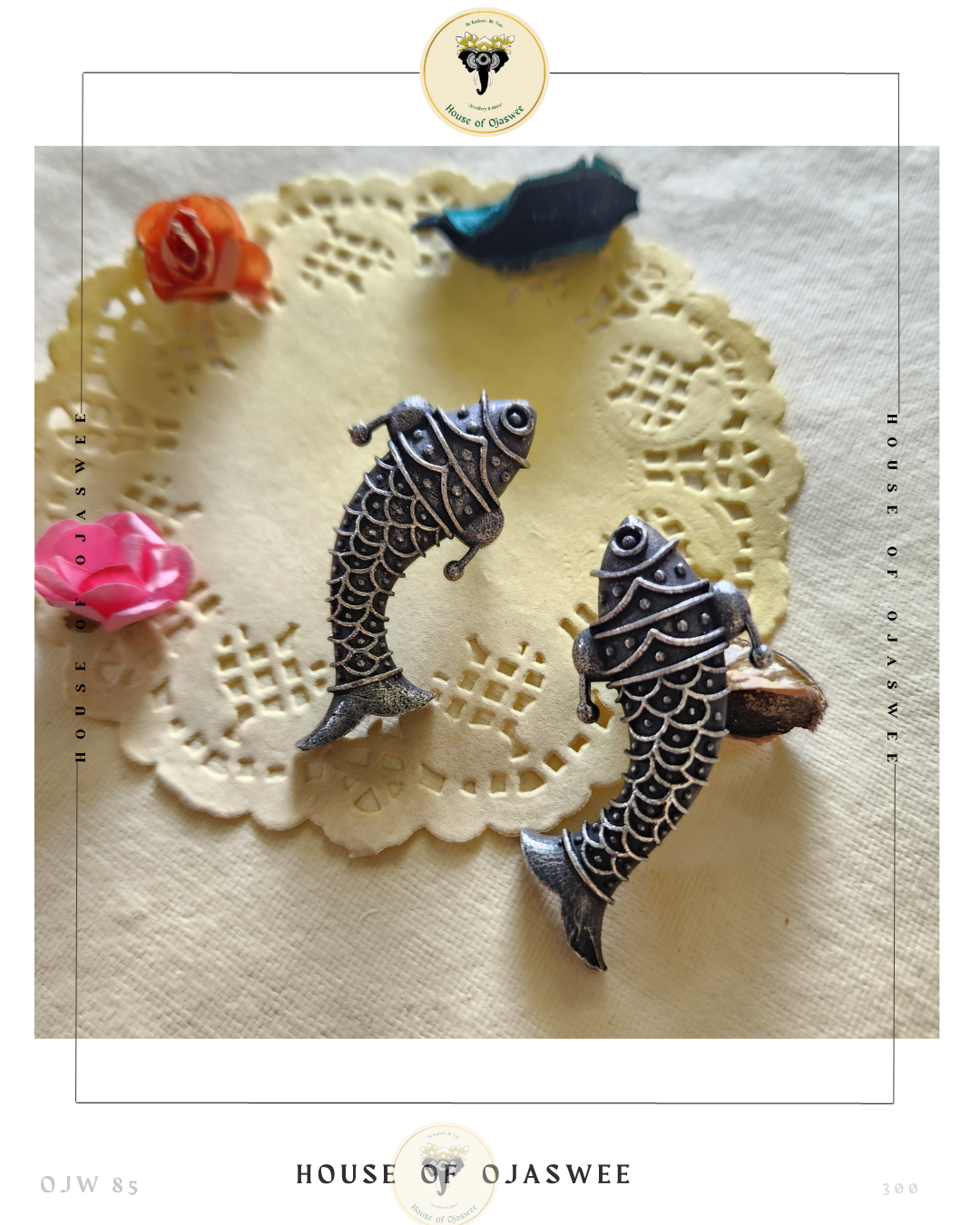 Oxidized Earrings Fish