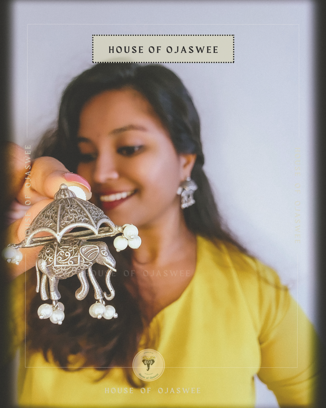 Oxidized Earrings Elephant carriage