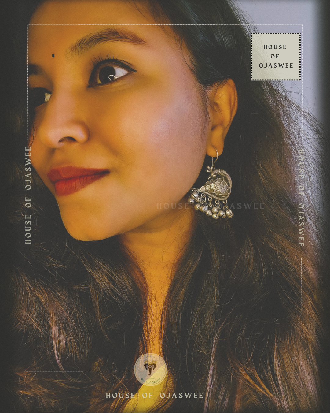 Oxidized Earrings Bird (Peacock)
