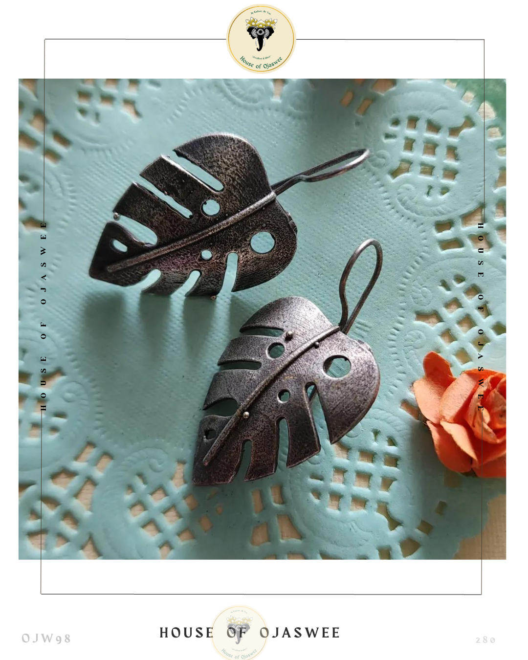 Oxidized Earrings Leaf