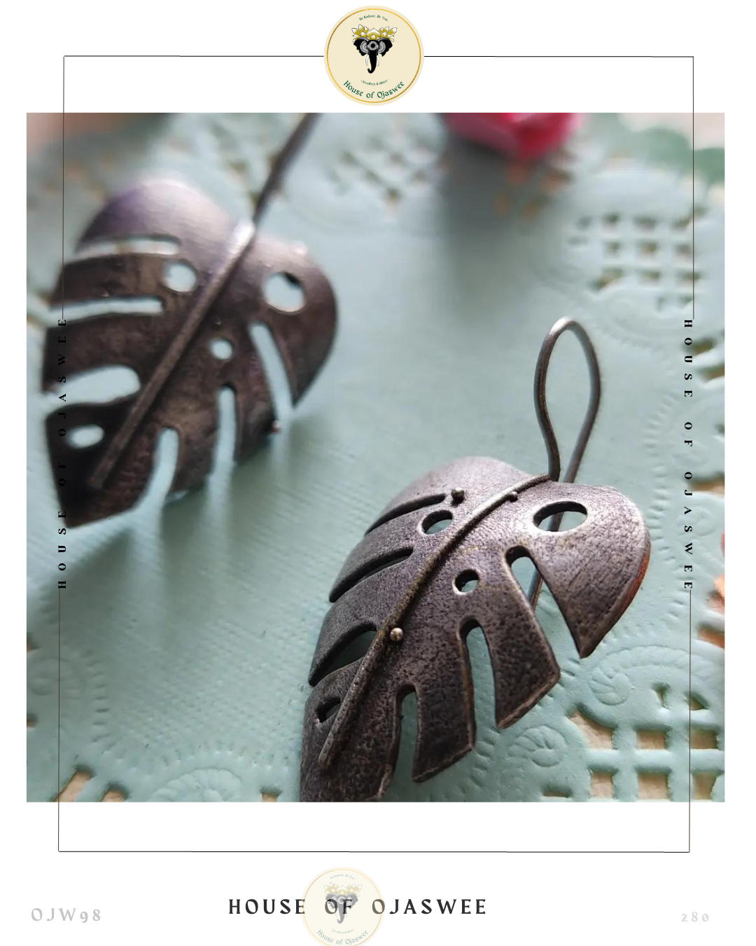 Oxidized Earrings Leaf