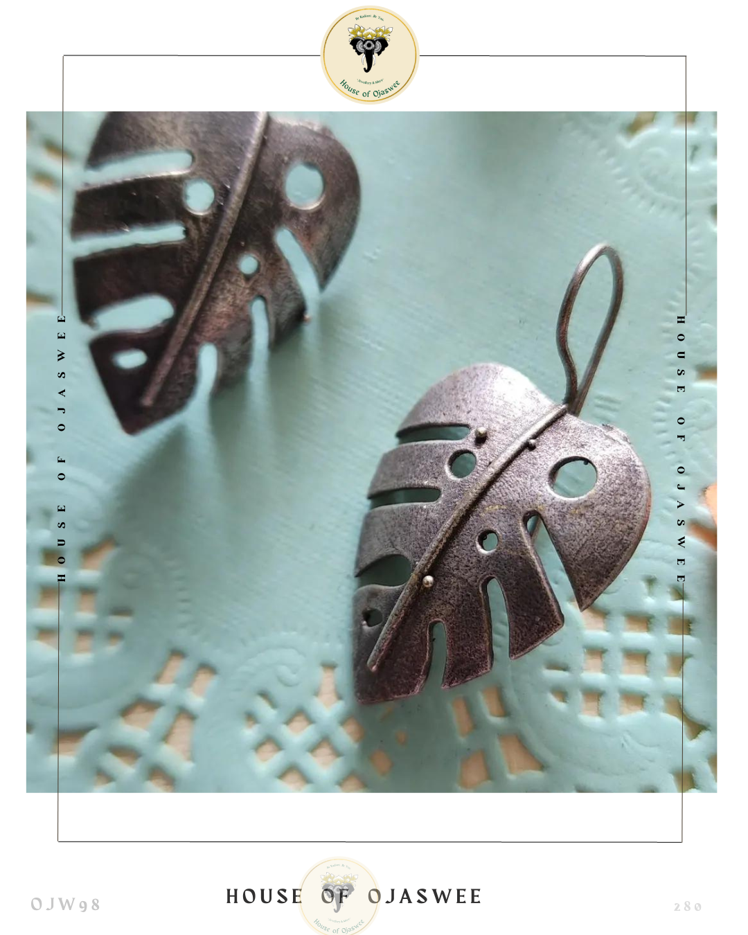 Oxidized Earrings Leaf