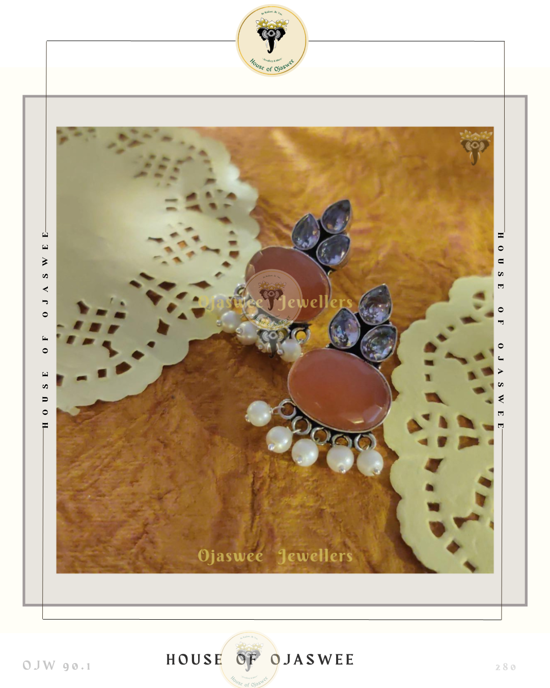 Oxidized Ethnic Earrings - Orange