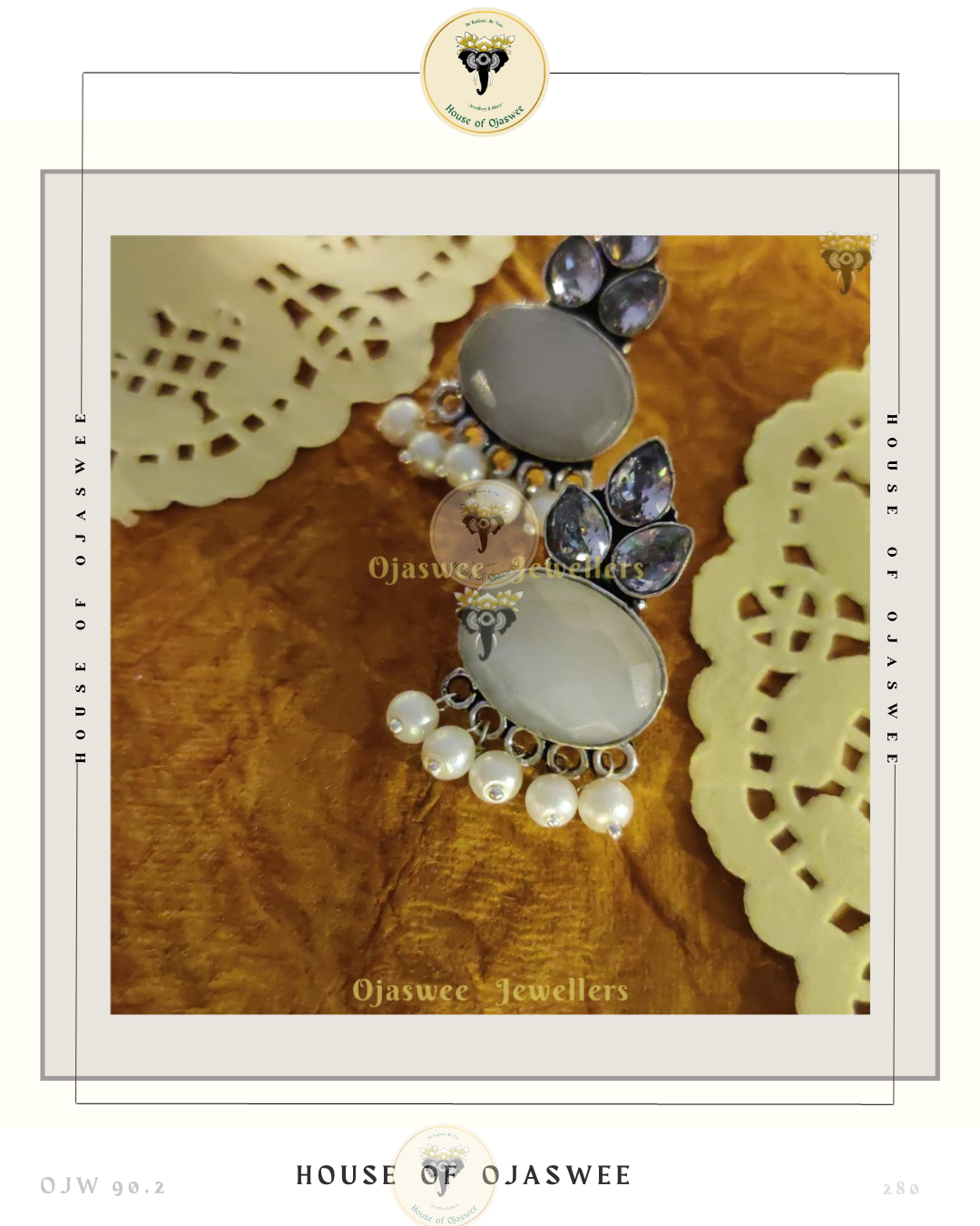 Oxidized Ethnic Earrings - White