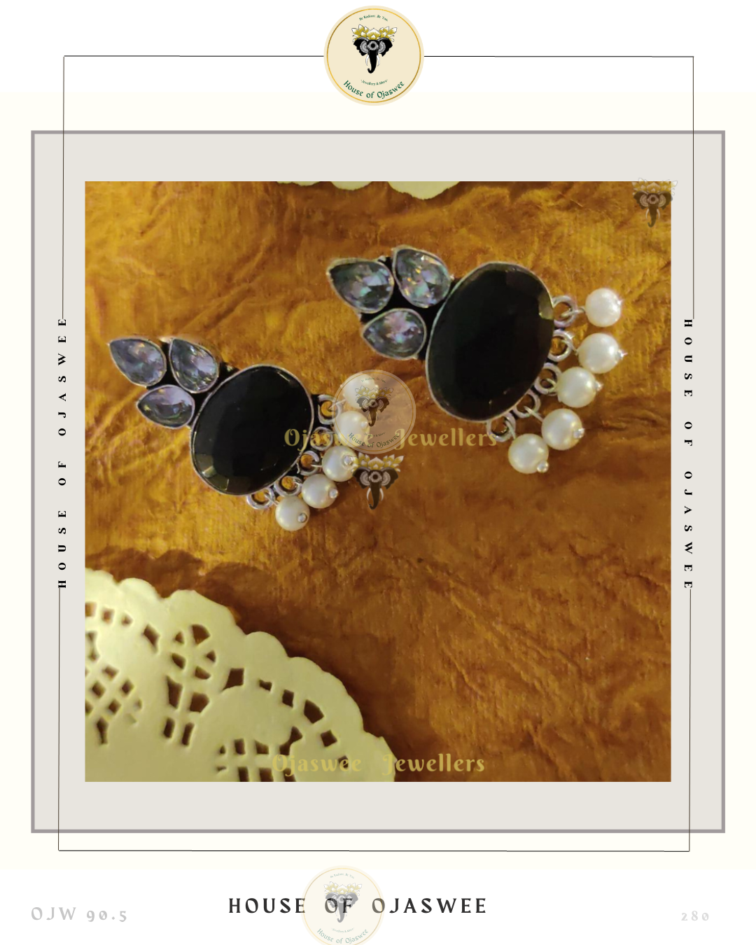 Oxidized Ethnic Earrings - Black