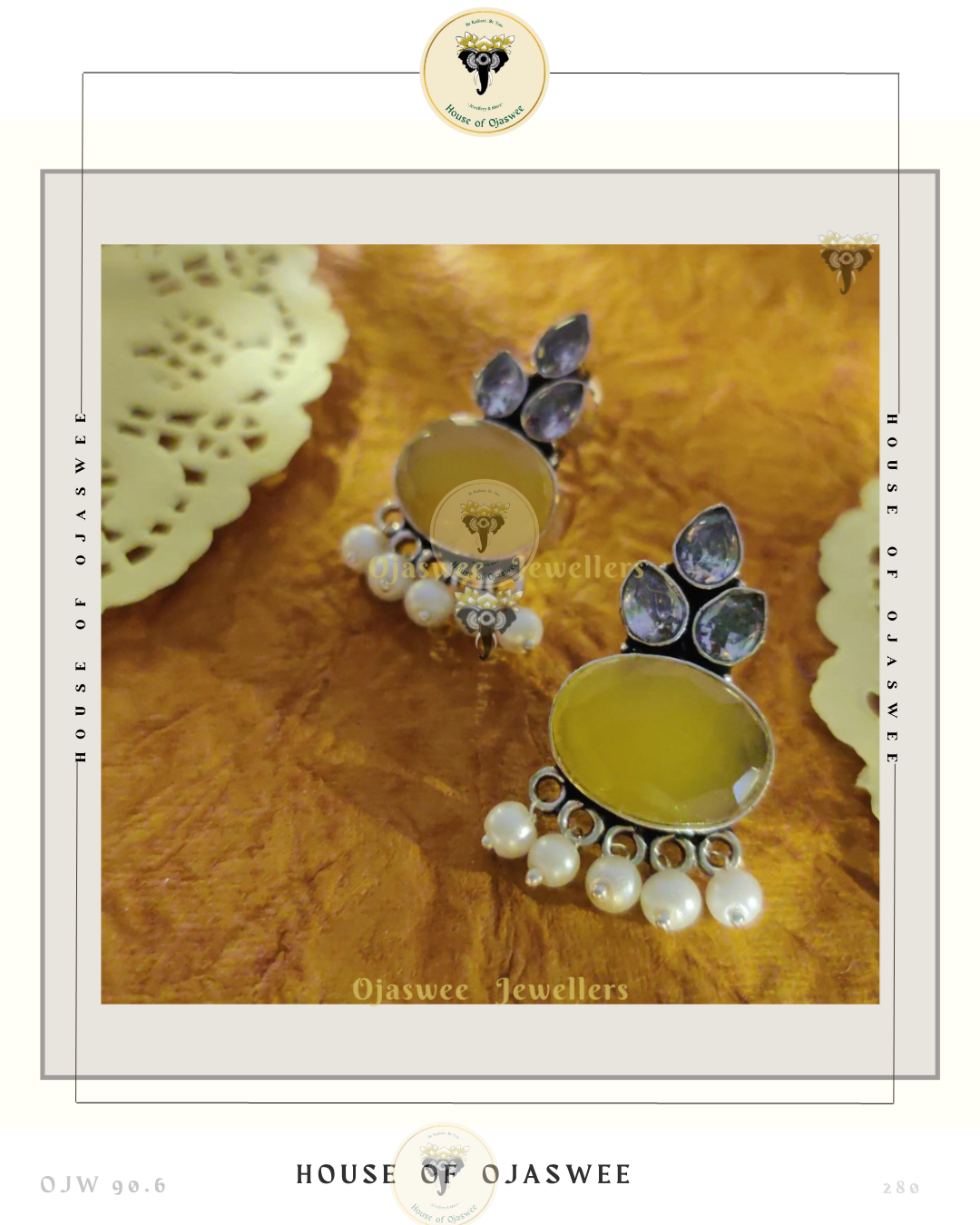 Oxidized Ethnic Earrings - Yellow