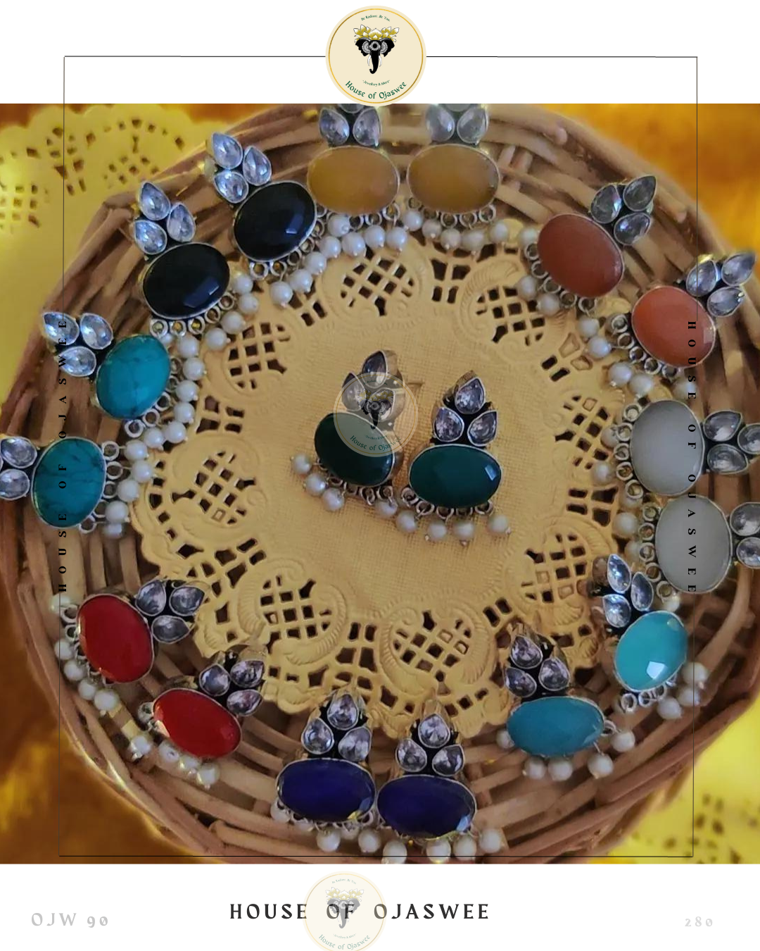 Oxidized Ethnic Earrings - Sapphire