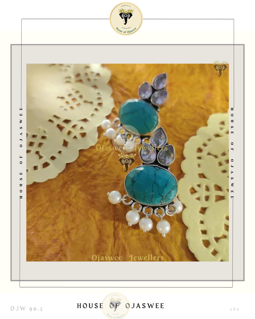 Oxidized Ethnic Earrings - Turquoise