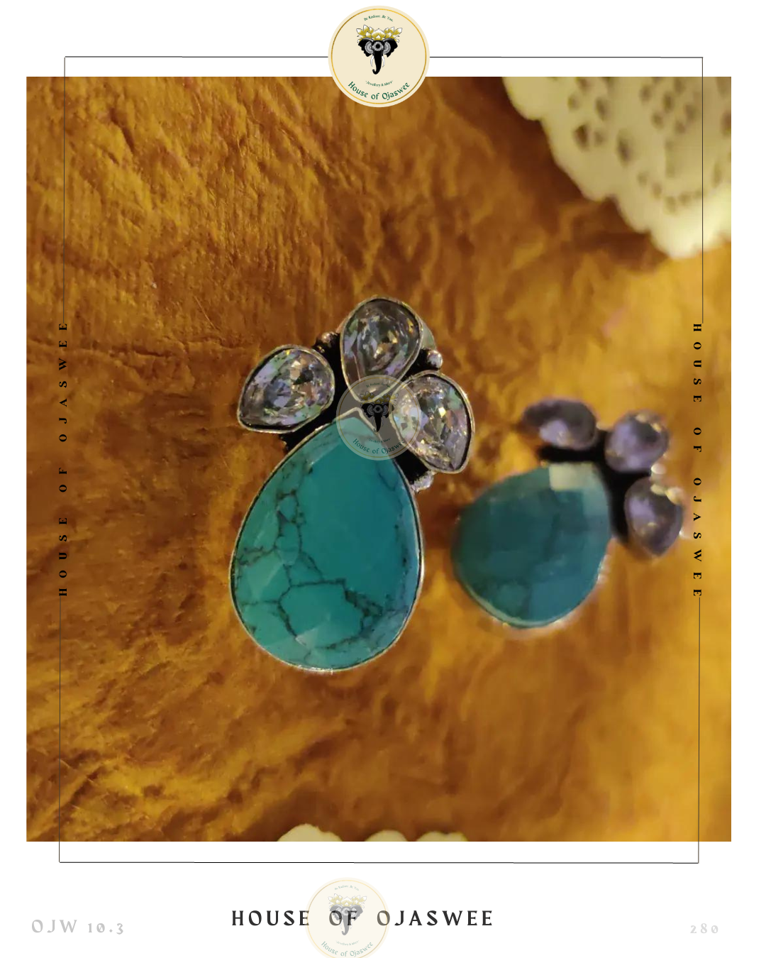 Oxidized Ethnic Earrings - Textured Turquoise