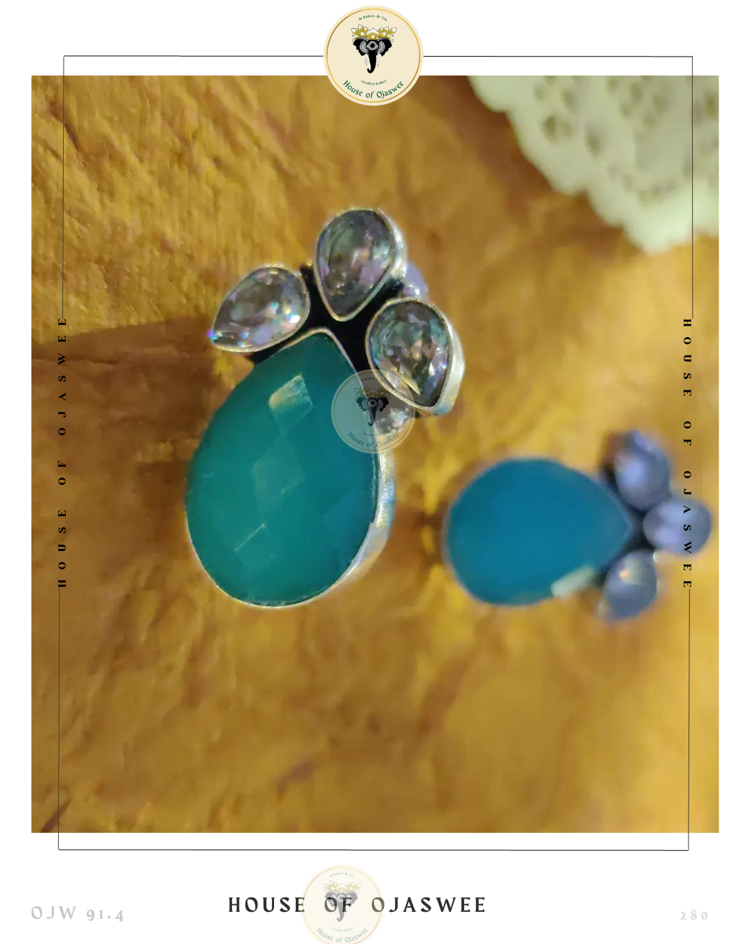 Oxidized Ethnic Earrings - Turquoise