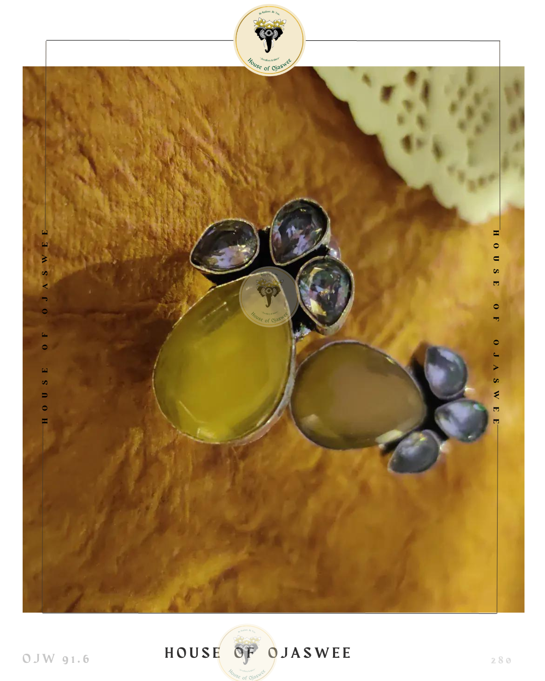 Oxidized Ethnic Earrings - Yellow