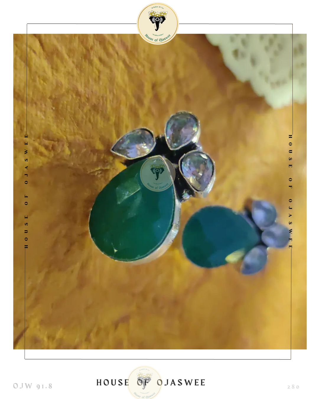Oxidized Ethnic Earrings - Green