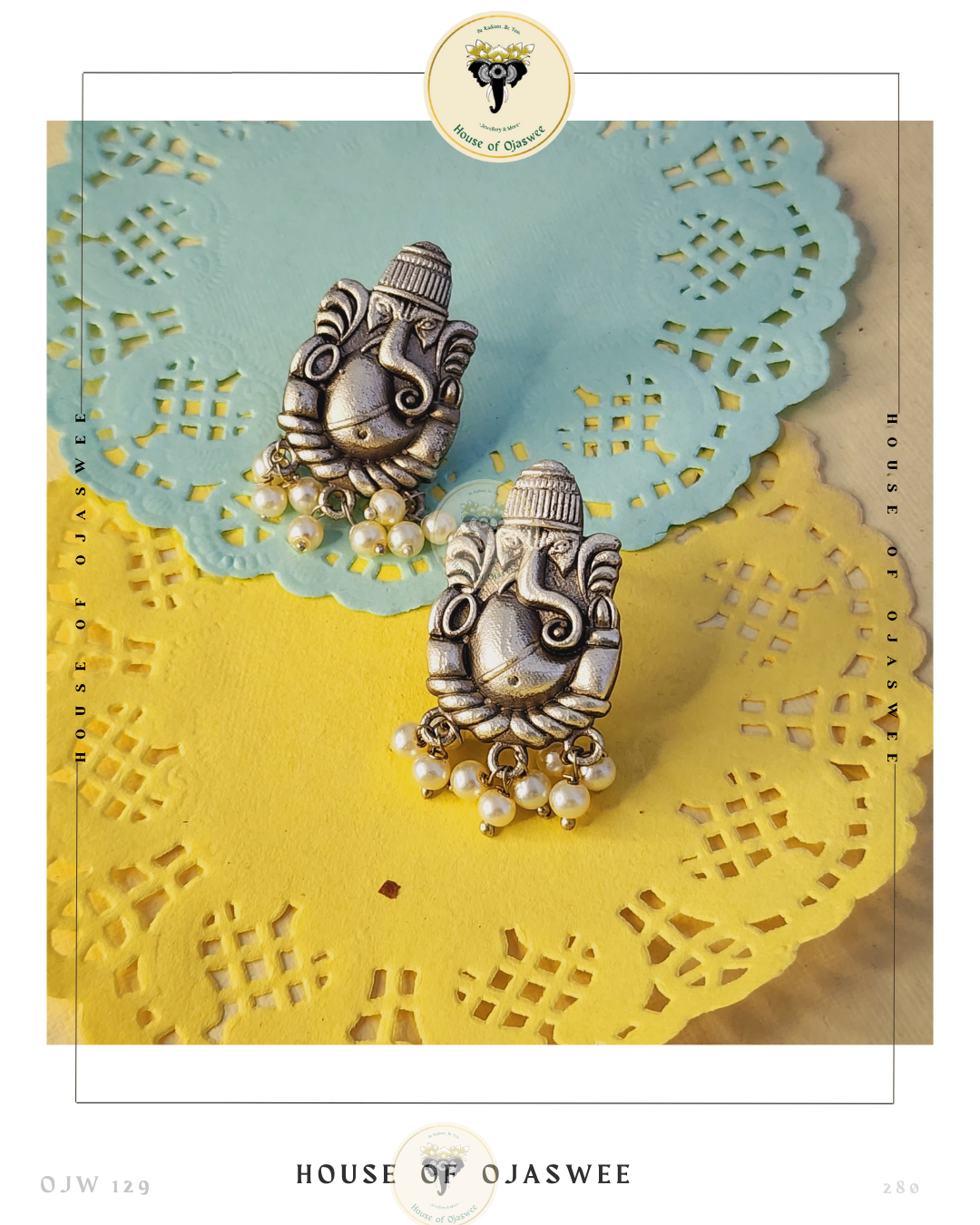 Oxidized Earrings - Ganesha