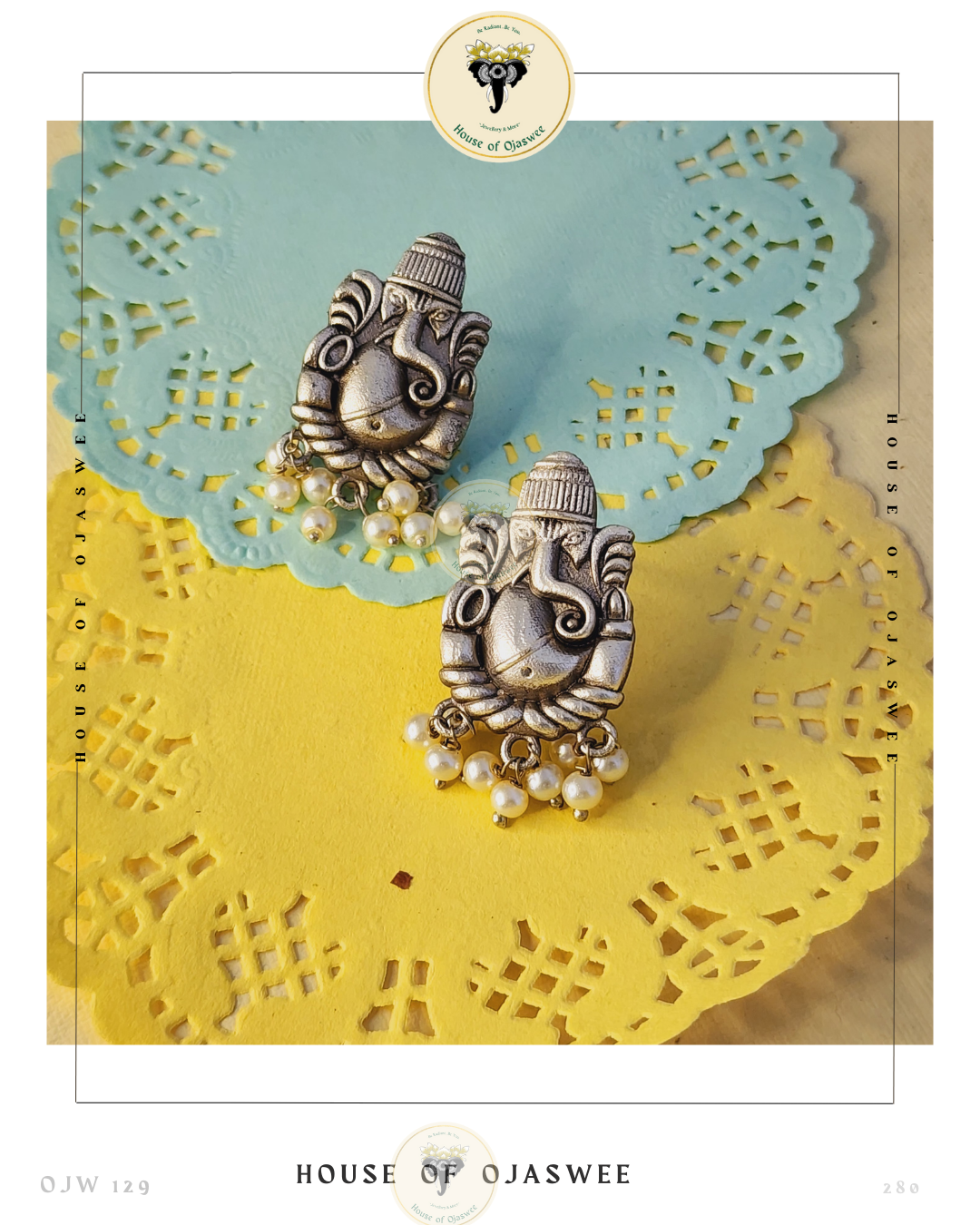 Oxidized Earrings - Ganesha