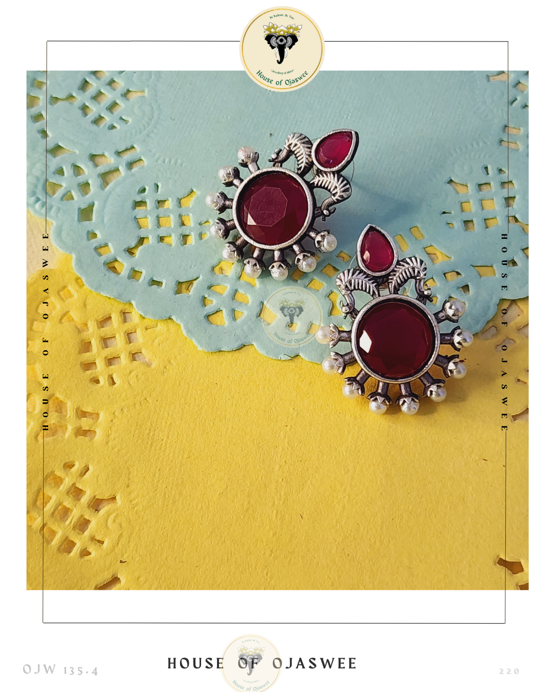 German Silver Earrings - Magenta