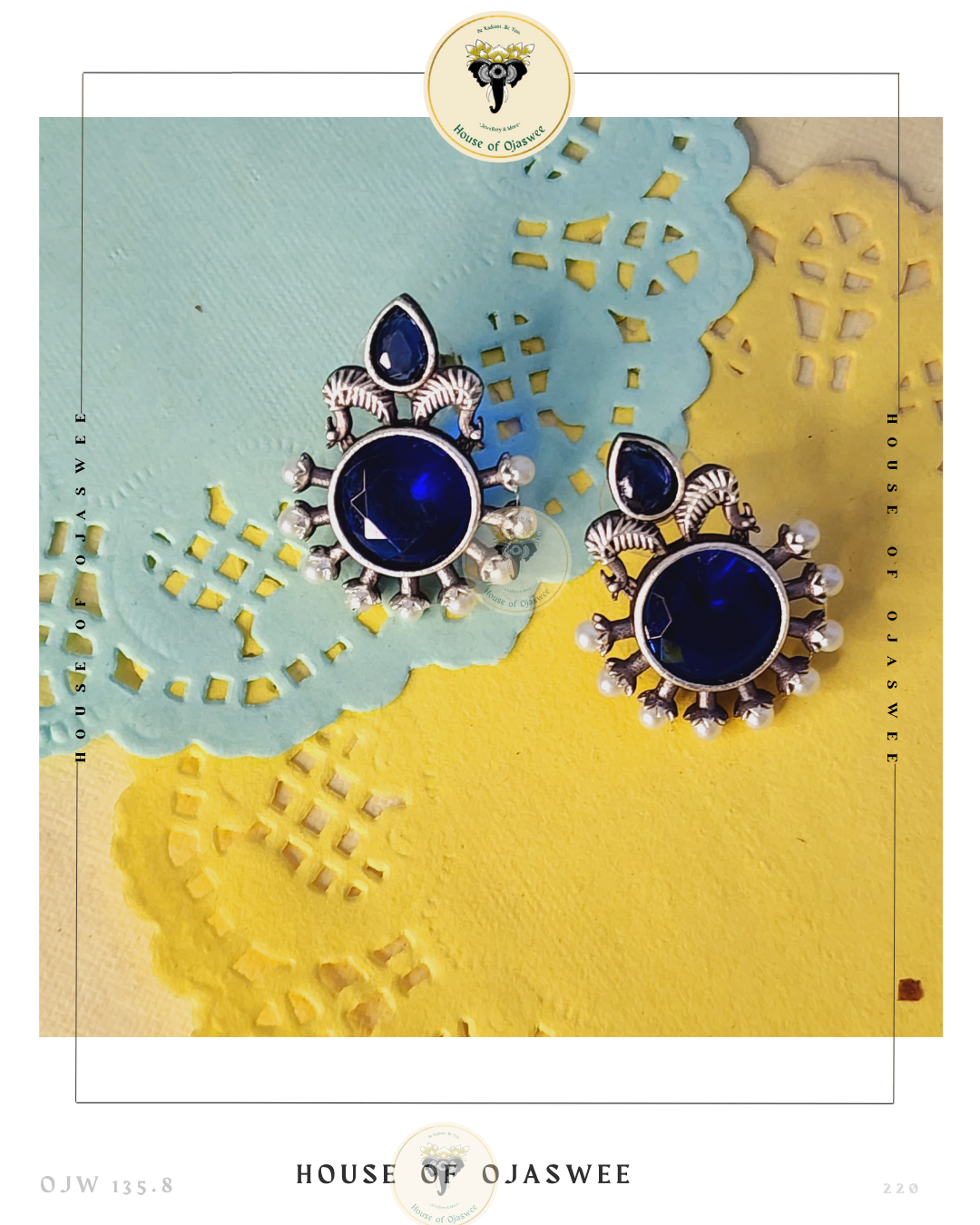 German Silver Earrings - Sapphire Blue