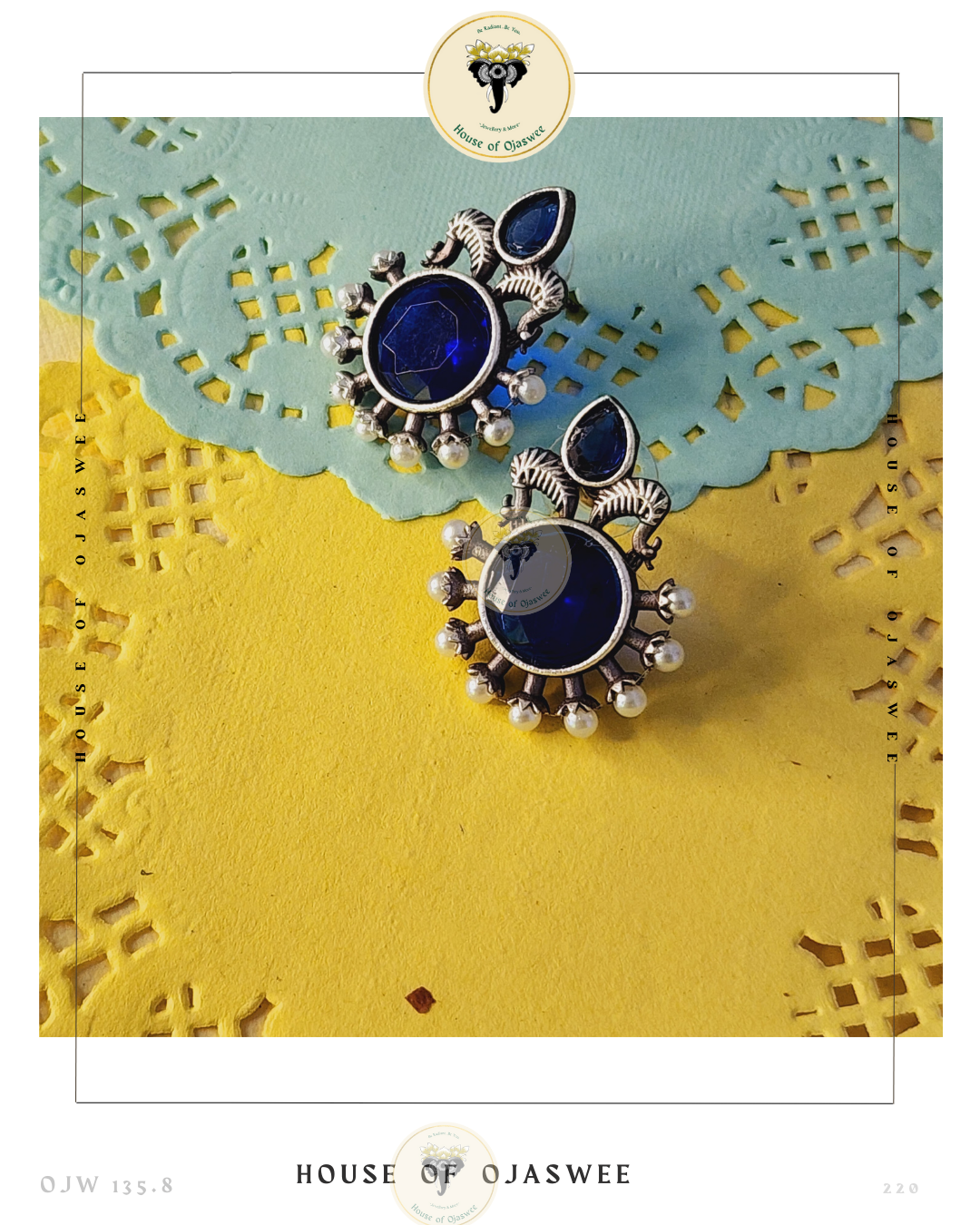 German Silver Earrings - Sapphire Blue