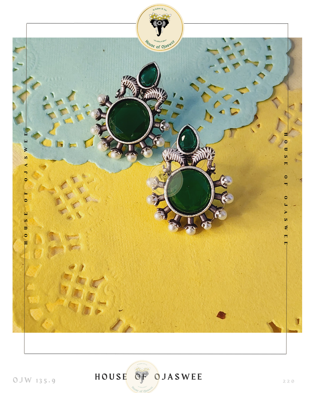 German Silver Earrings - Green