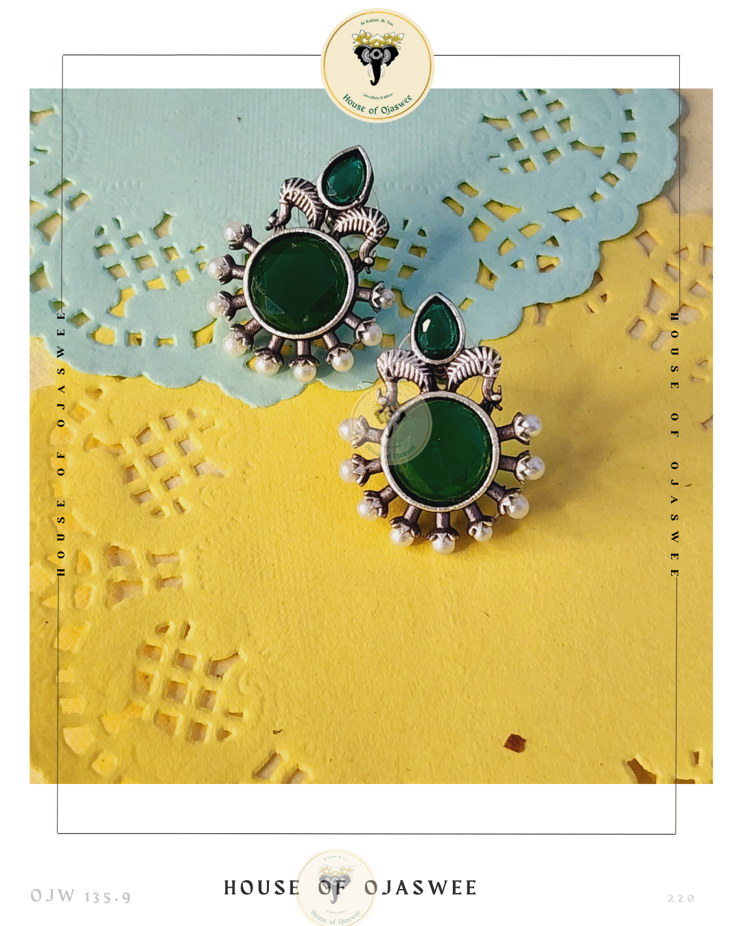 German Silver Earrings - Green