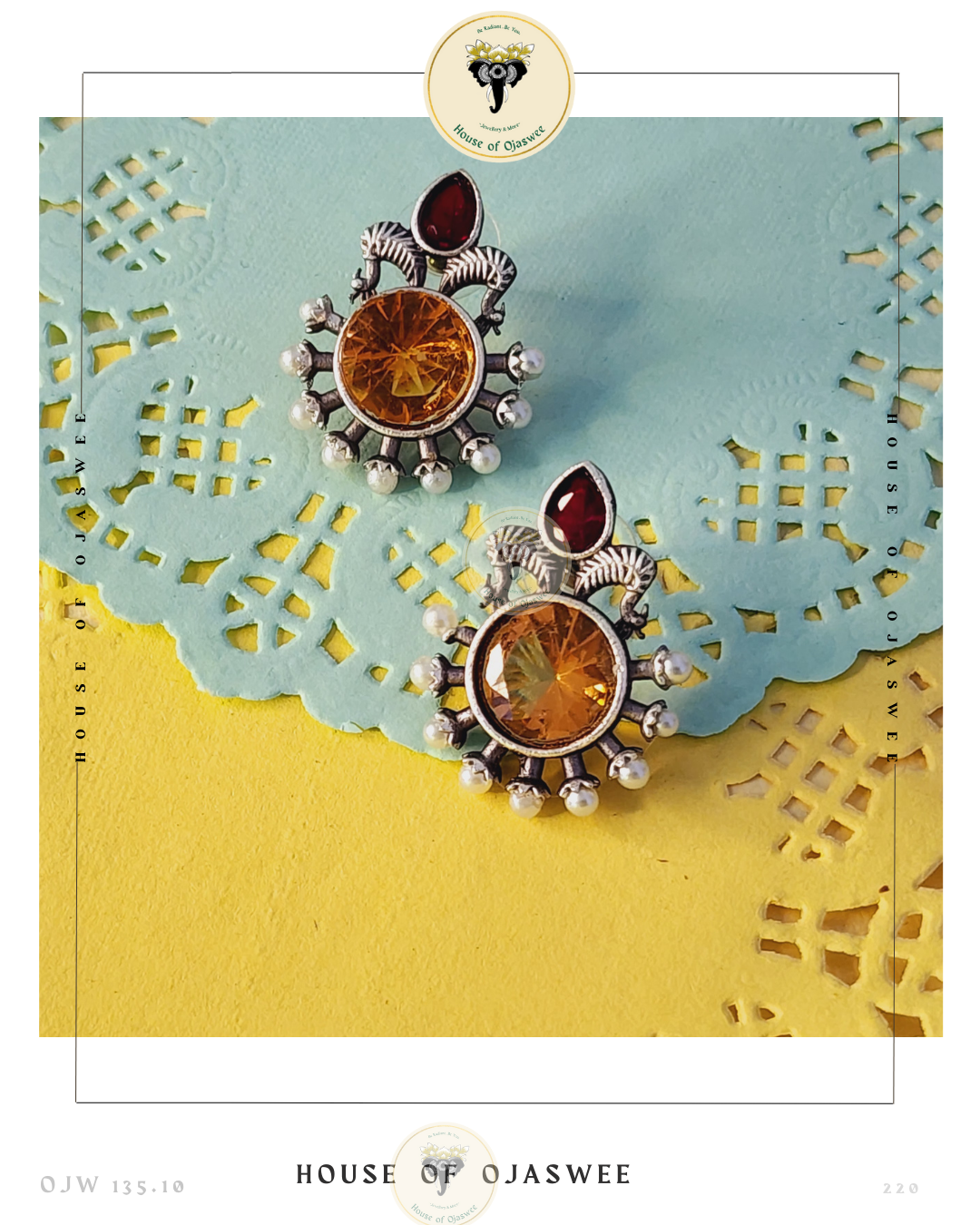 German Silver Earrings - Yellow-Red