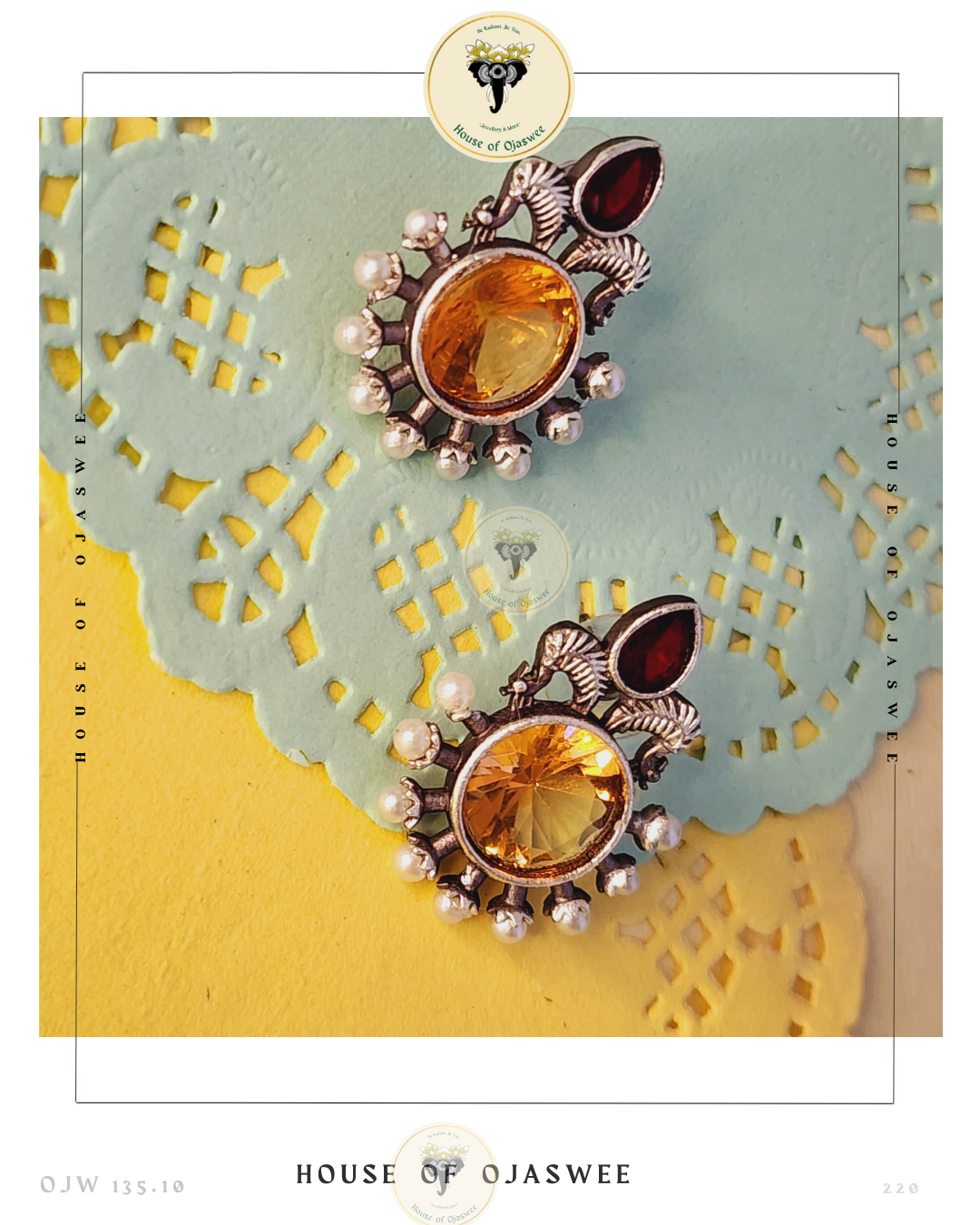 German Silver Earrings - Yellow-Red