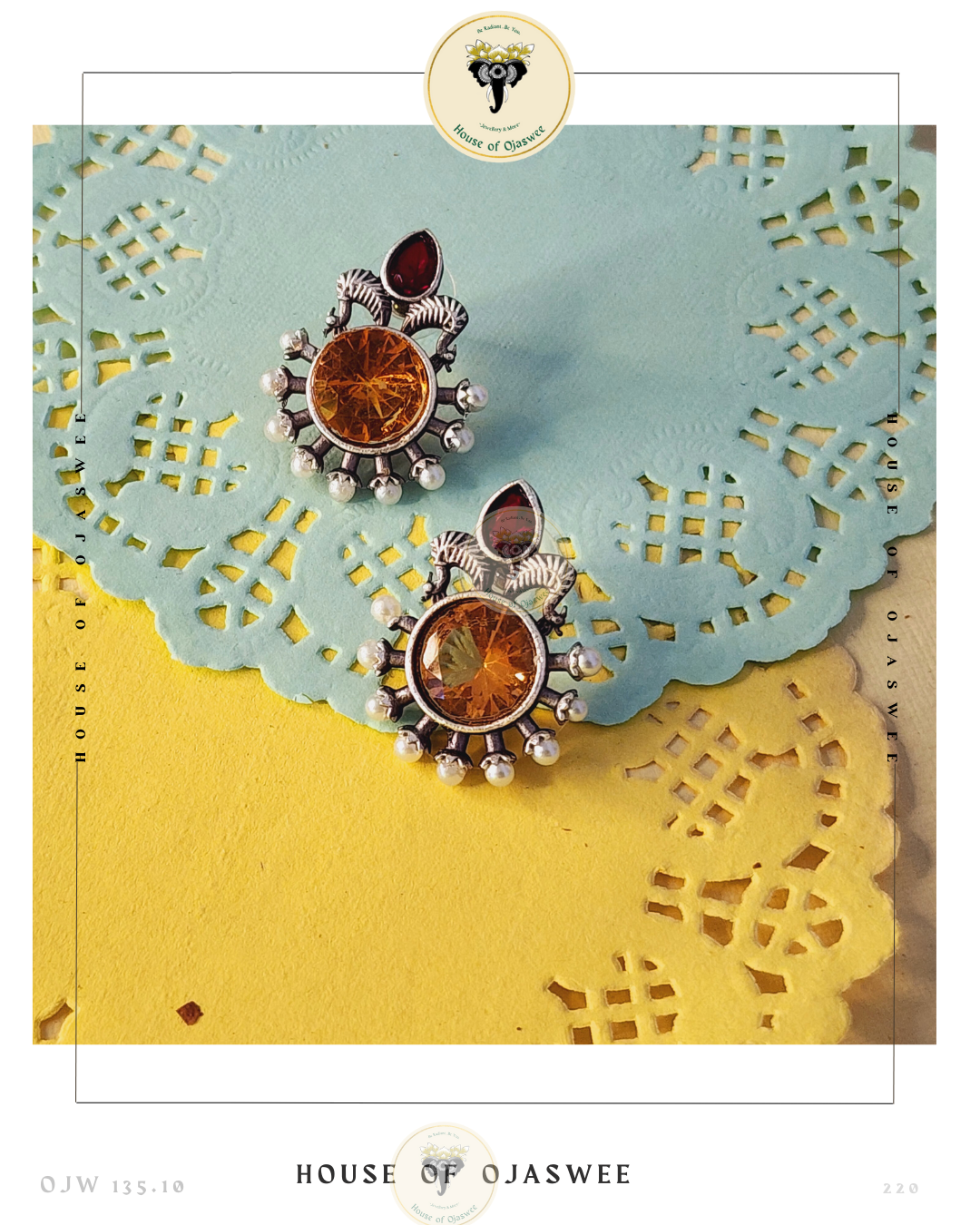 German Silver Earrings - Yellow-Red