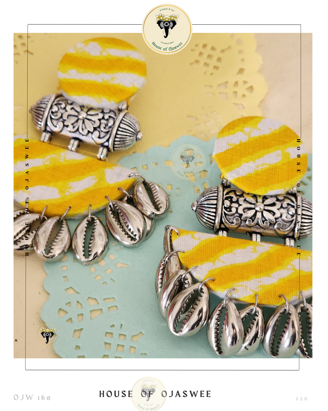 Fabric Earrings - Yellow Stripes
