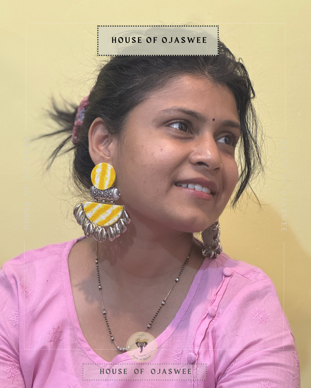 Fabric Earrings - Yellow Stripes