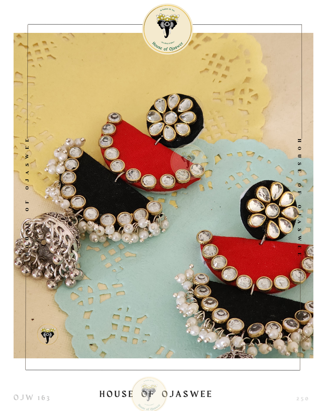 Fabric Earrings - Red & Black