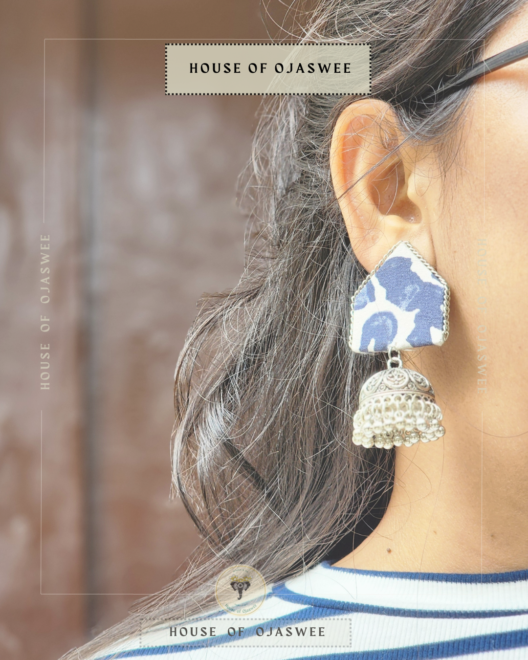 Fabric Earrings - Blue