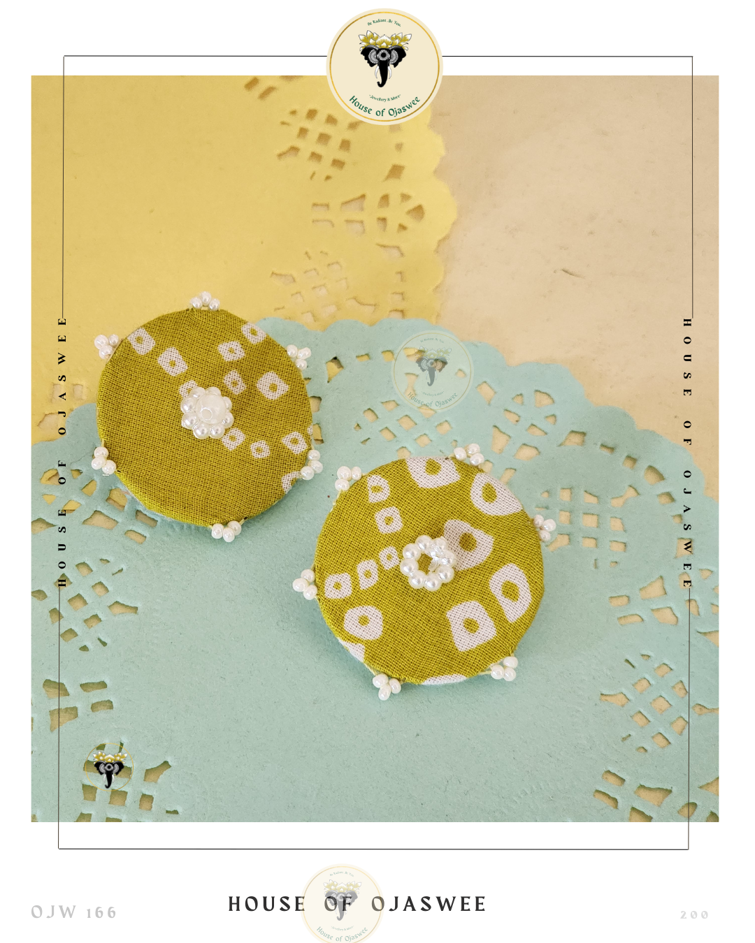 Fabric Earrings - Yellow Bandhani
