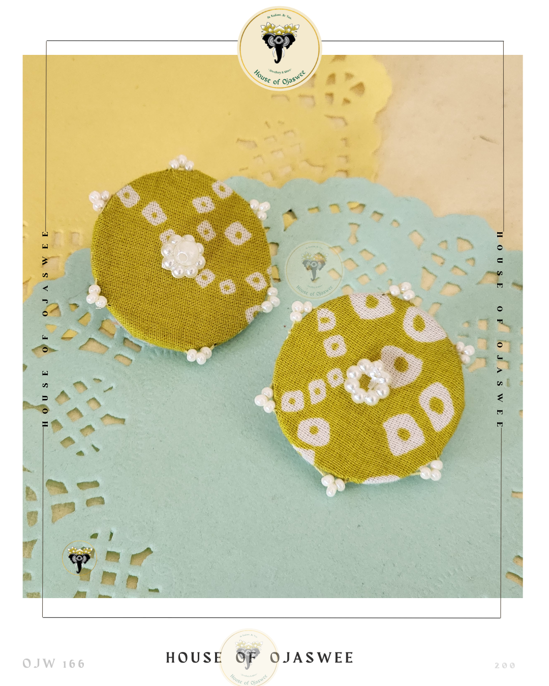 Fabric Earrings -  Yellow Bandhani 