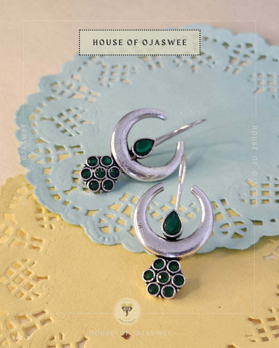 German Silver Earrings - Dark Blue