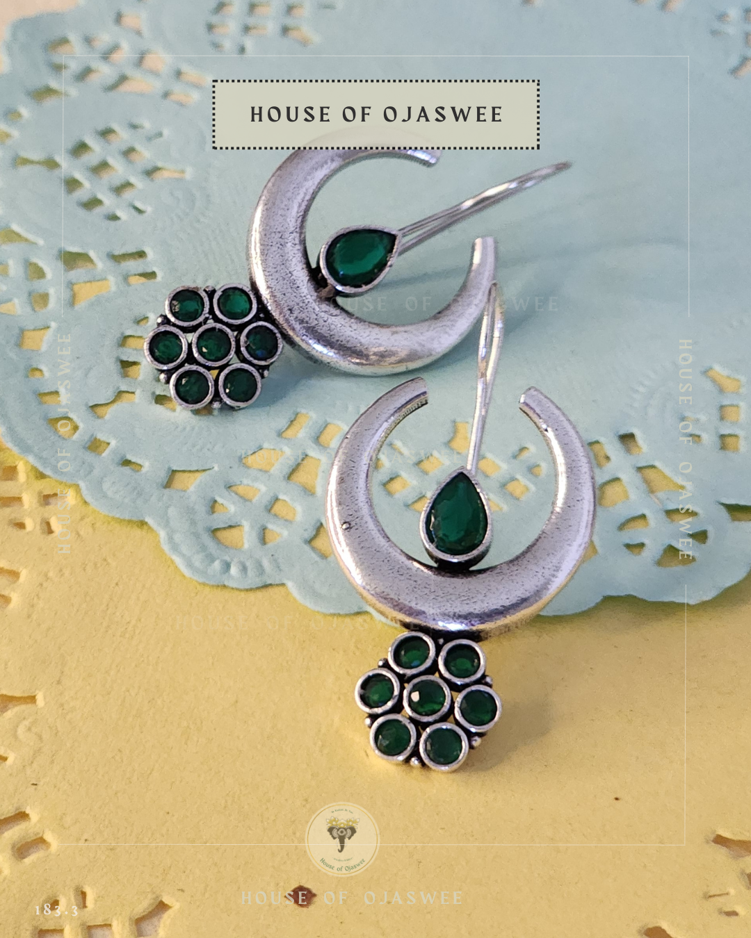 German Silver Earrings - Dark Blue