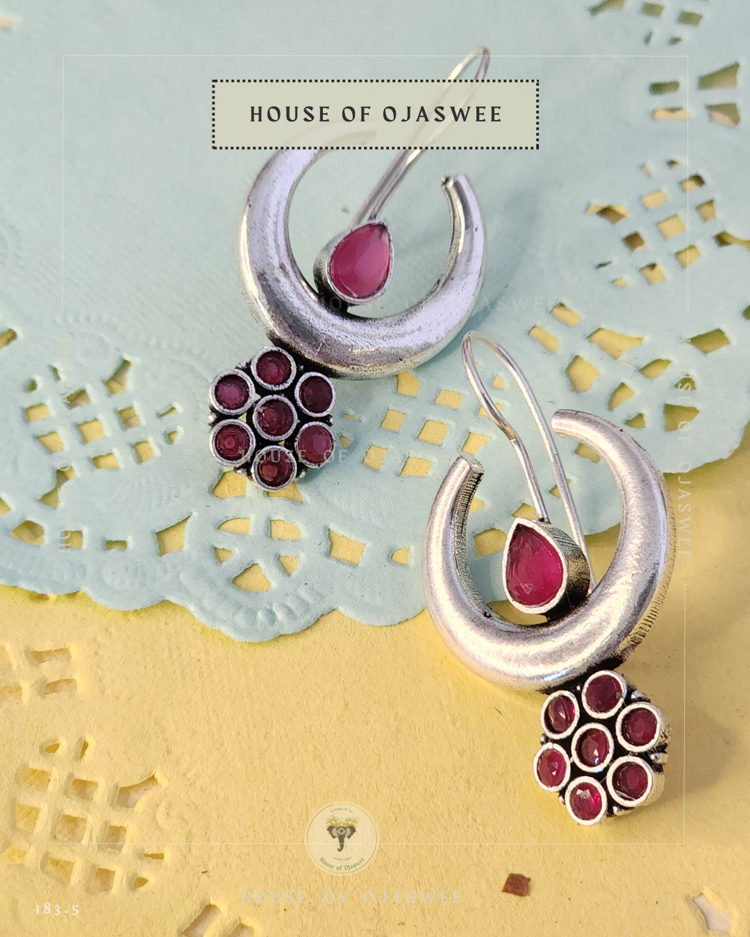 German Silver Earrings - Magenta