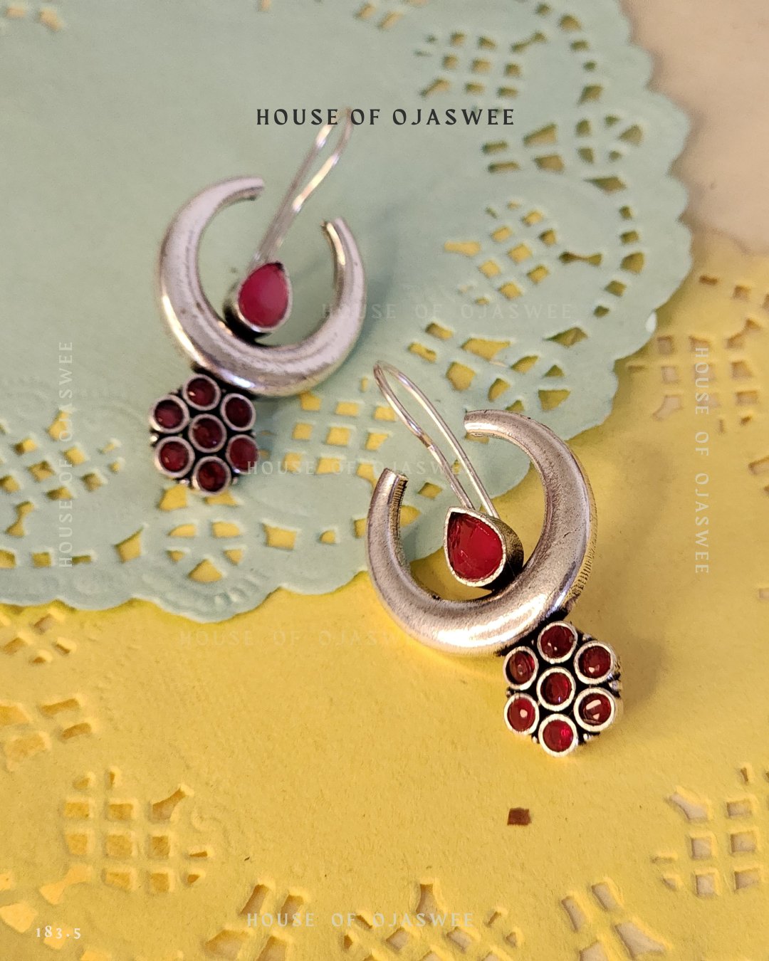 German Silver Earrings - Magenta
