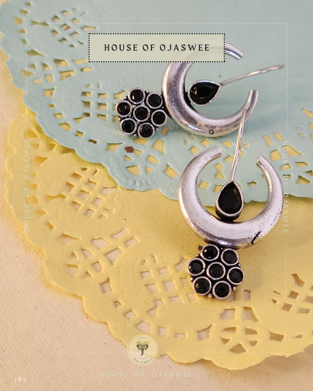 German Silver Earrings - Black