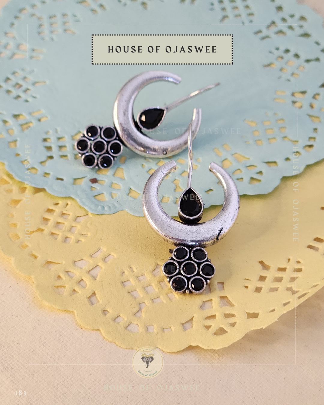 German Silver Earrings - Black