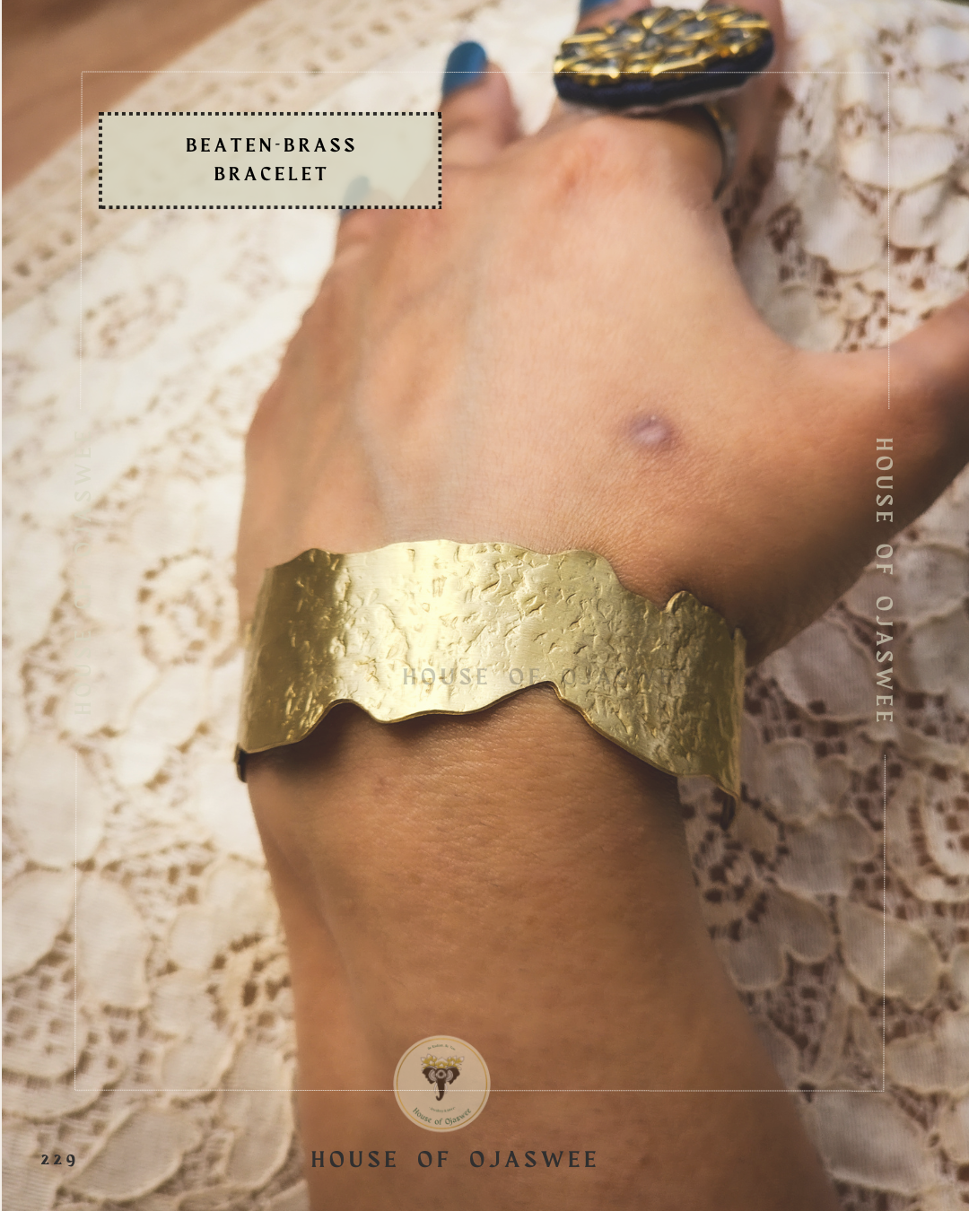 Chunky Matte Bracelet (Beaten-Brass)