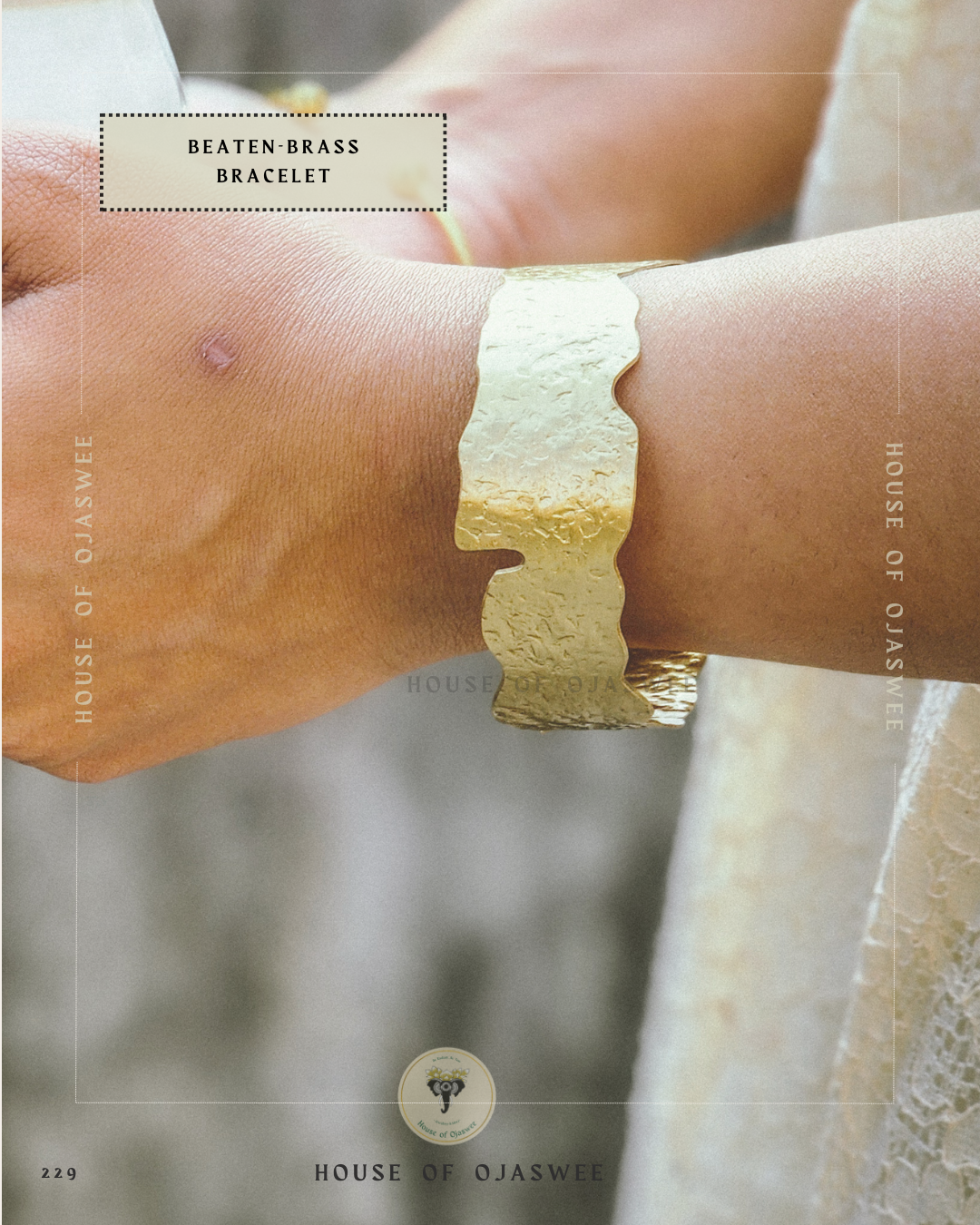 Chunky Matte Bracelet (Beaten-Brass)