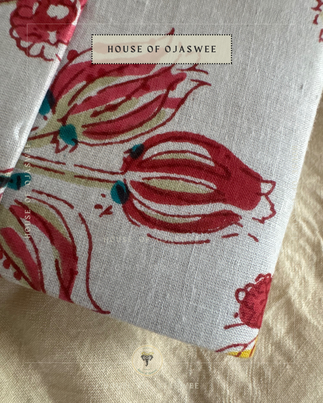 Fabric Diary - Floral Print (Beige & Red)