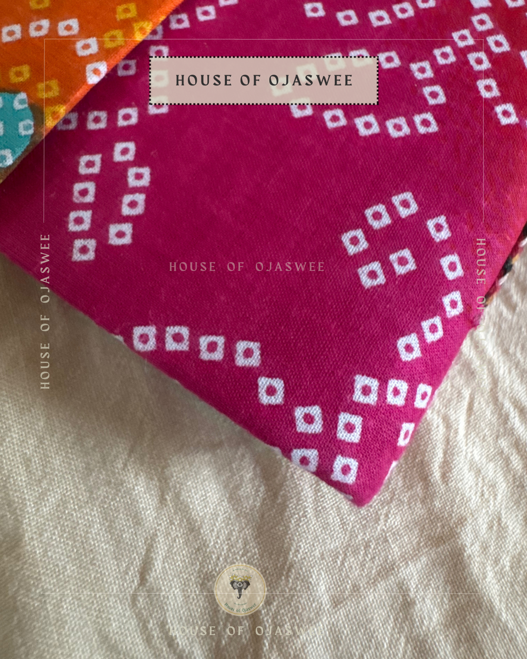 Fabric Diary - Bandhani  Print (Pink Orange)