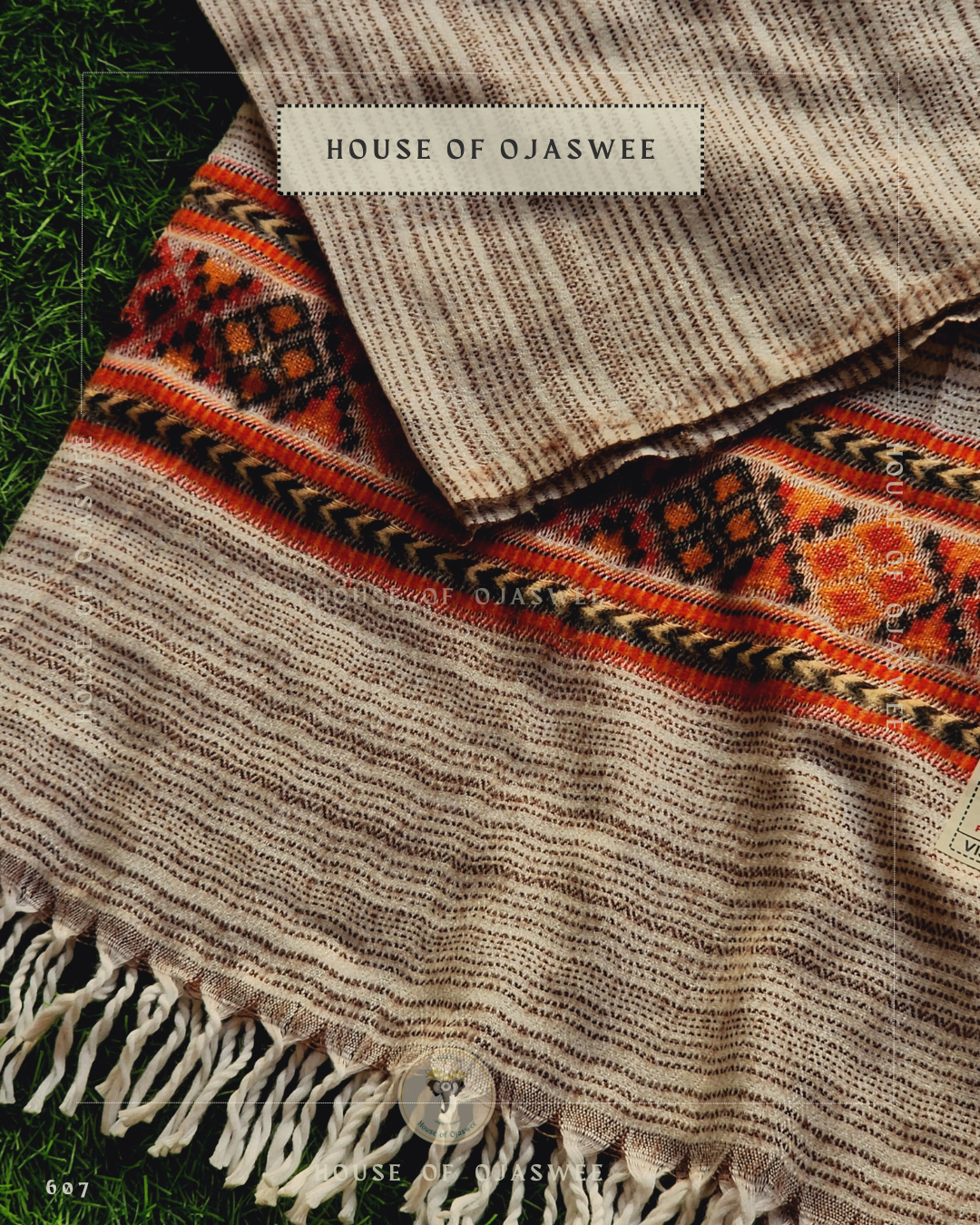 Himachali Plain Shawls - Cream/Brown stripe