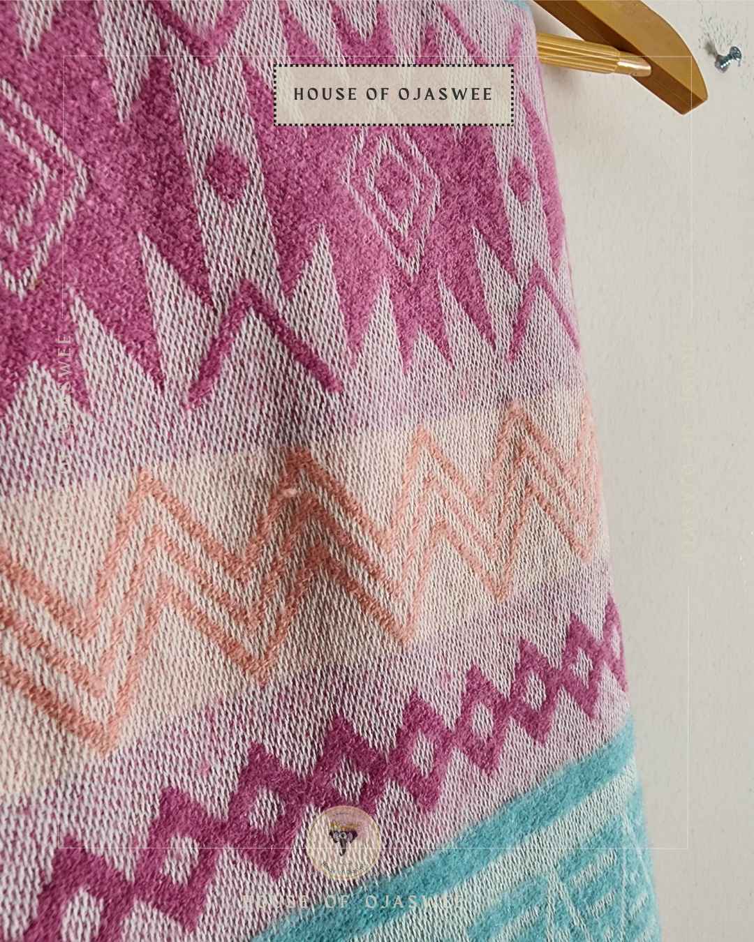 Himachali  Shawls Pattern - Pink/Blue