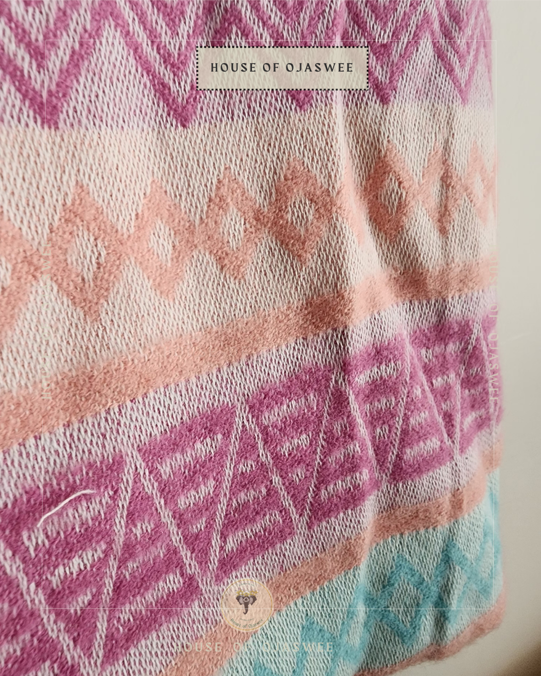 Himachali  Shawls Pattern - Pink/Blue