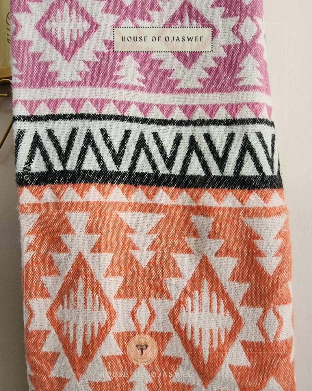 Himachali  Shawls Pattern - Pink/Orange