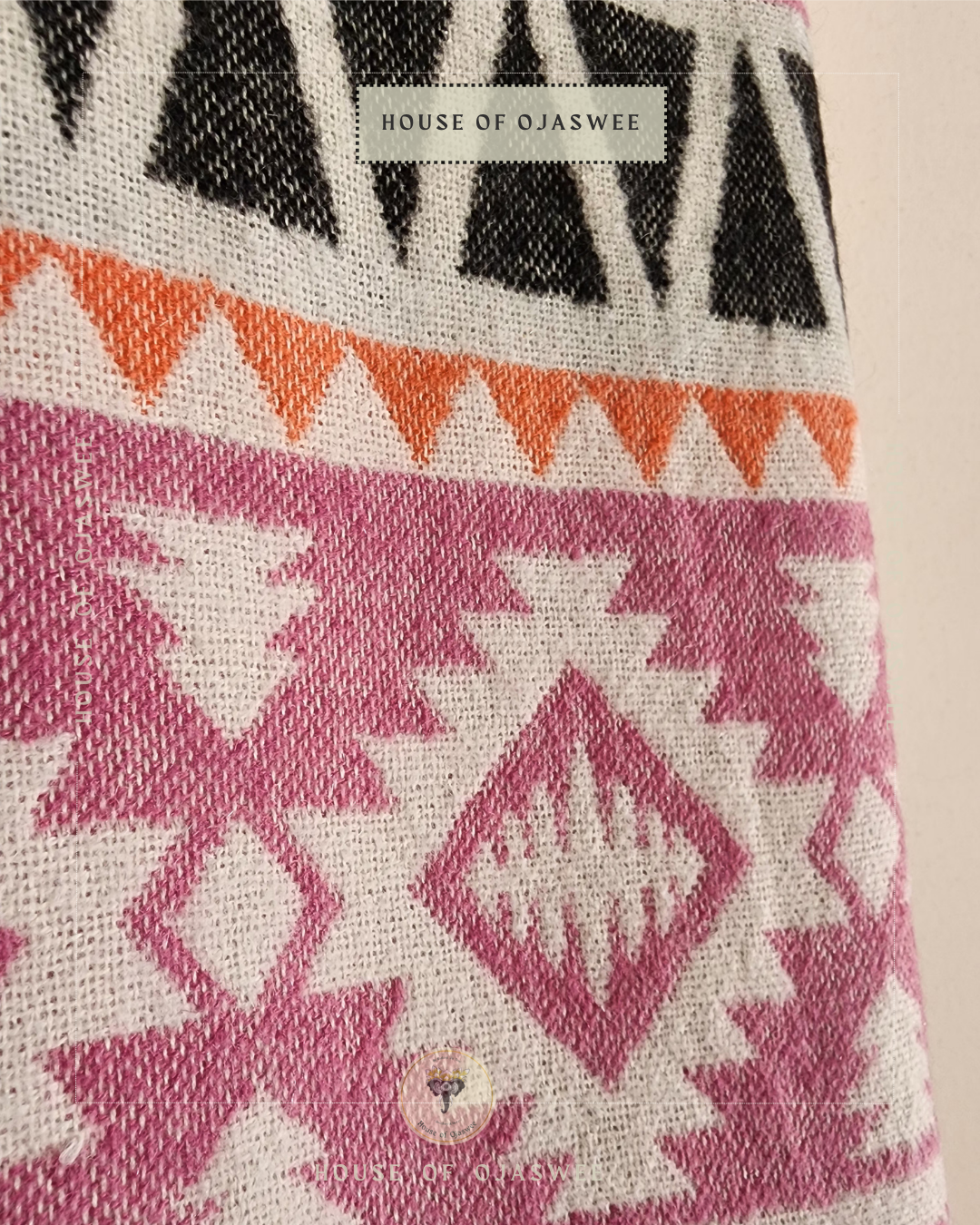 Himachali  Shawls Pattern - Pink/Orange