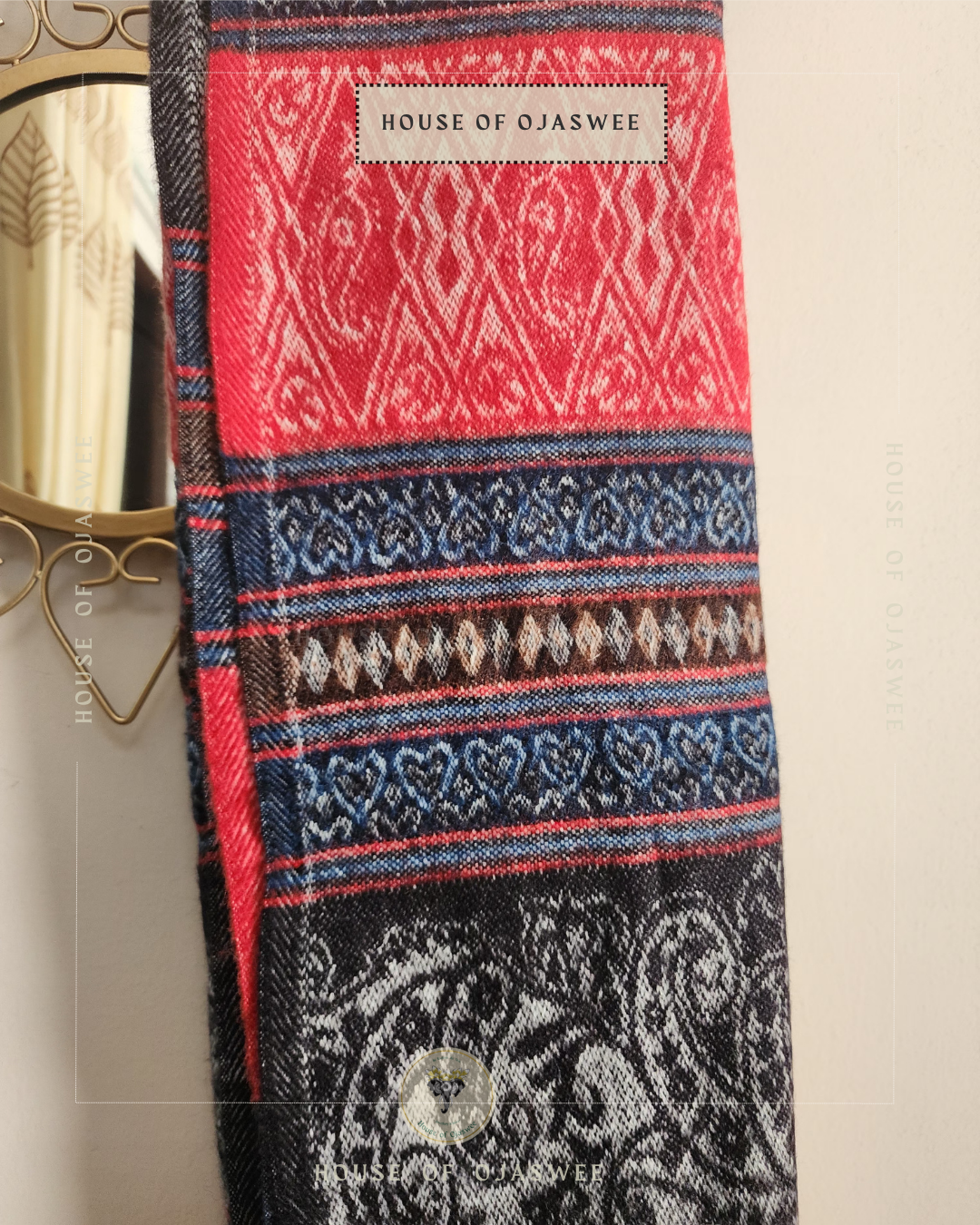 Himachali  Shawls Pattern - Black/Red
