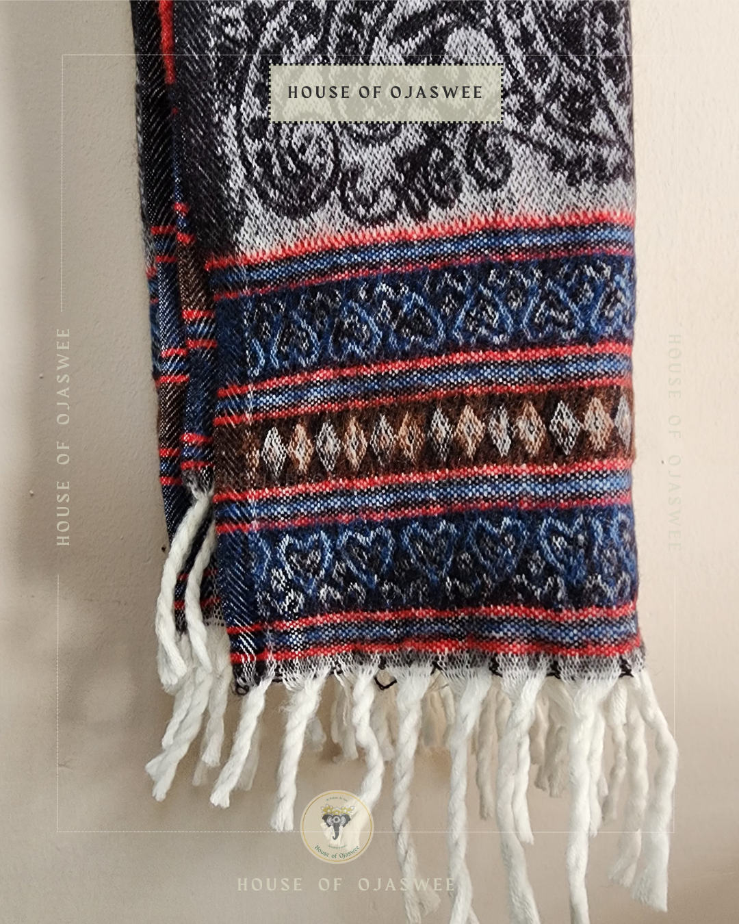 Himachali  Shawls Pattern - Black/Red