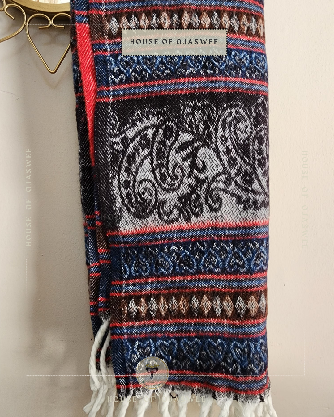 Himachali Shawls Pattern - Black/Red